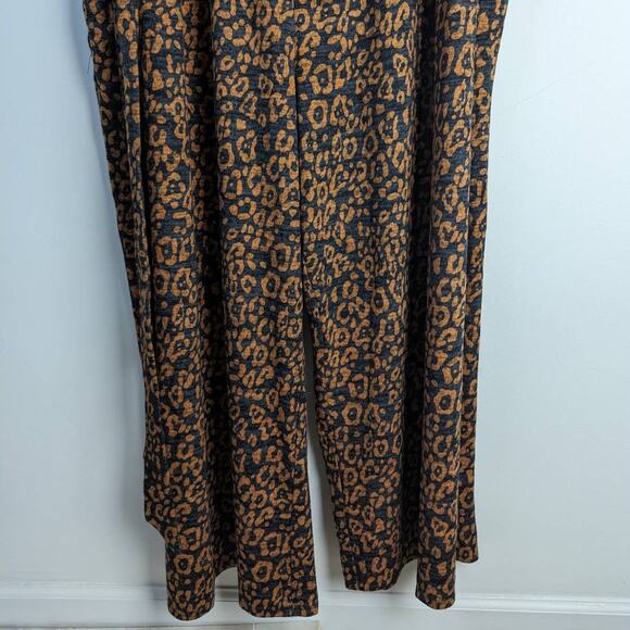 Lane Bryant Brown Black Leopard 3/4 Sleeve One-Shoulder Hacci Jumpsuit 34/36 - Picture 12 of 12